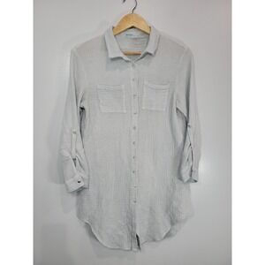 4our‎ Dreamers Light Blue Gauze Button Down Shirt Tunic Top Size L Anthropologie